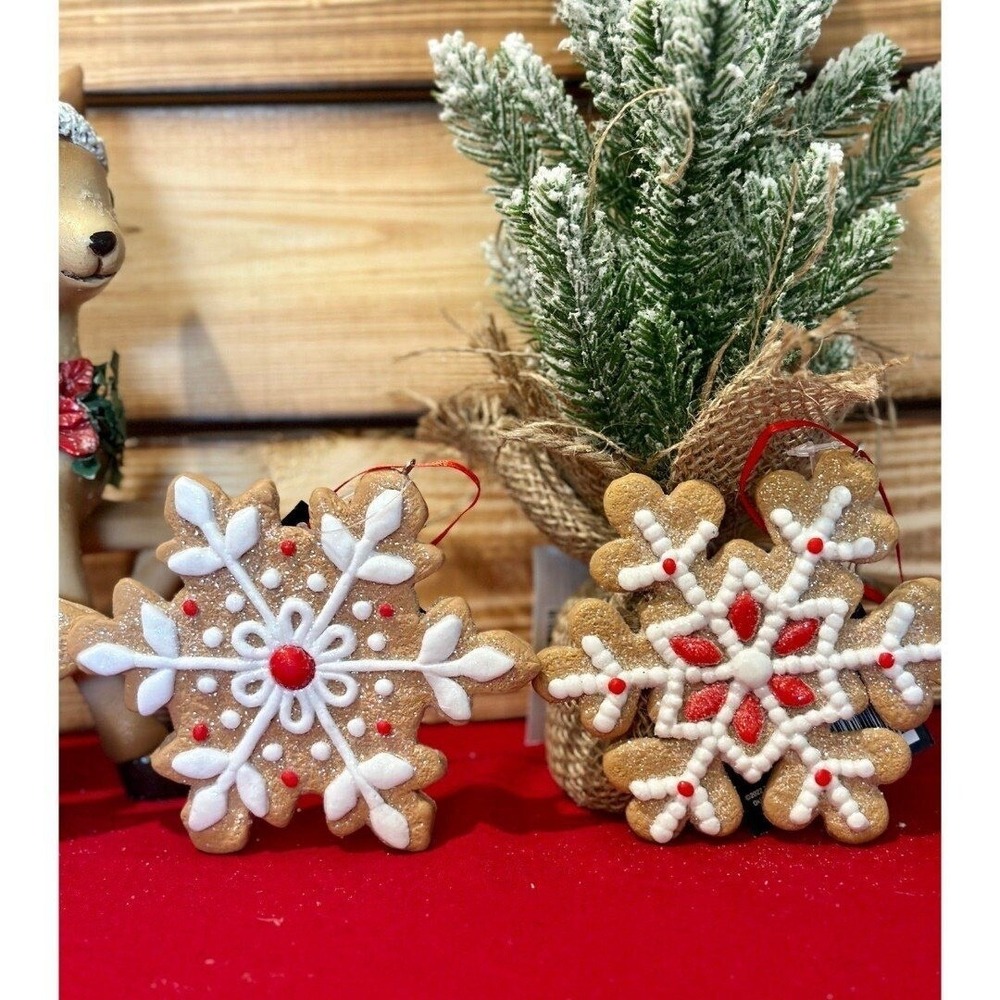NEW 3 Gingerbread Ornaments Snowflake Christmas‎ Holiday Bundle Set - Picture 11 of 12